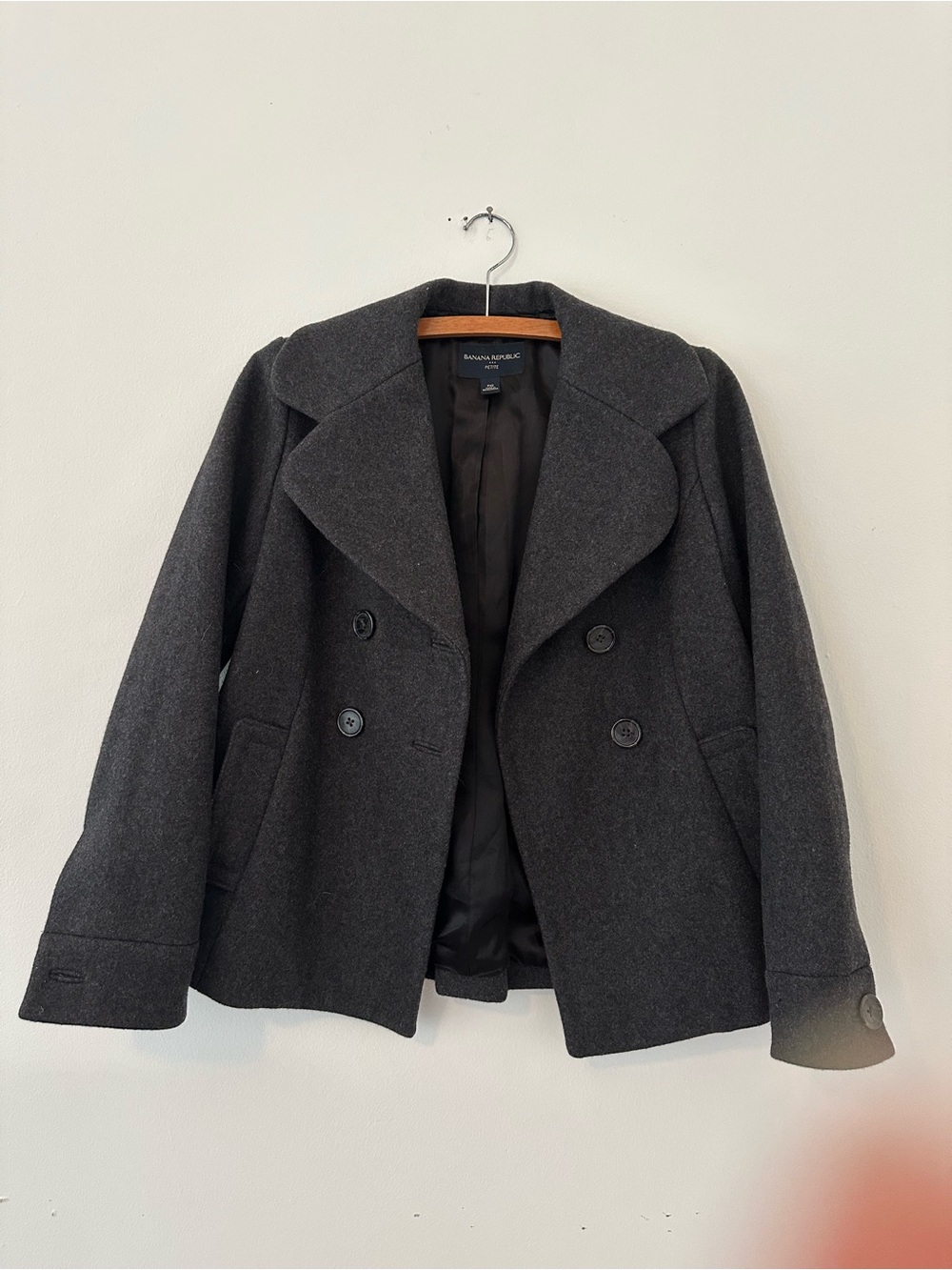 Banana Republic Wool Peacoat - Dark Charcoal, XSP